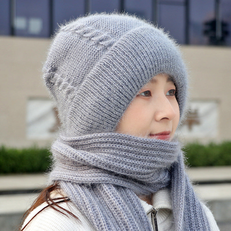 Women's Snow Cap With Hat And Scarf