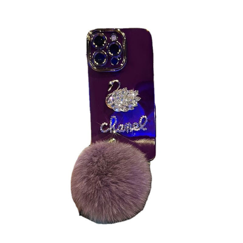 Fashion Fur Ball Swan Phone Case