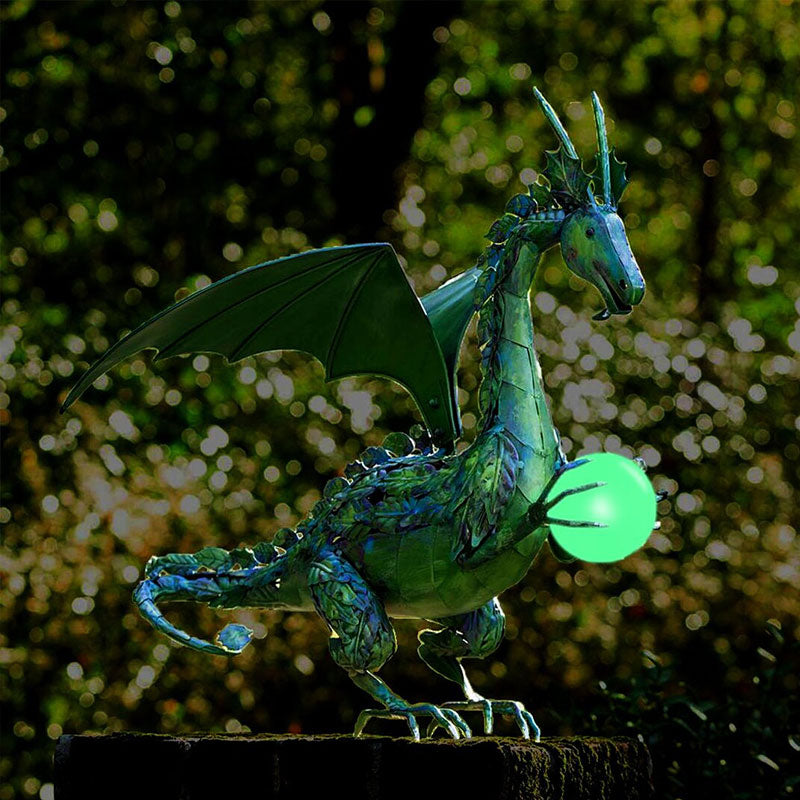 Green Dragon Statue with Solar Pearl