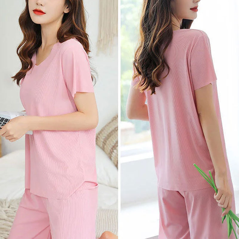 Ice Silk Short-sleeved T-shirt Two-piece Set