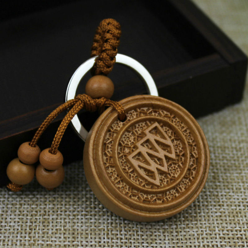 Fashion Mahogany Carving Car Logo Keychain Keyring Pendant