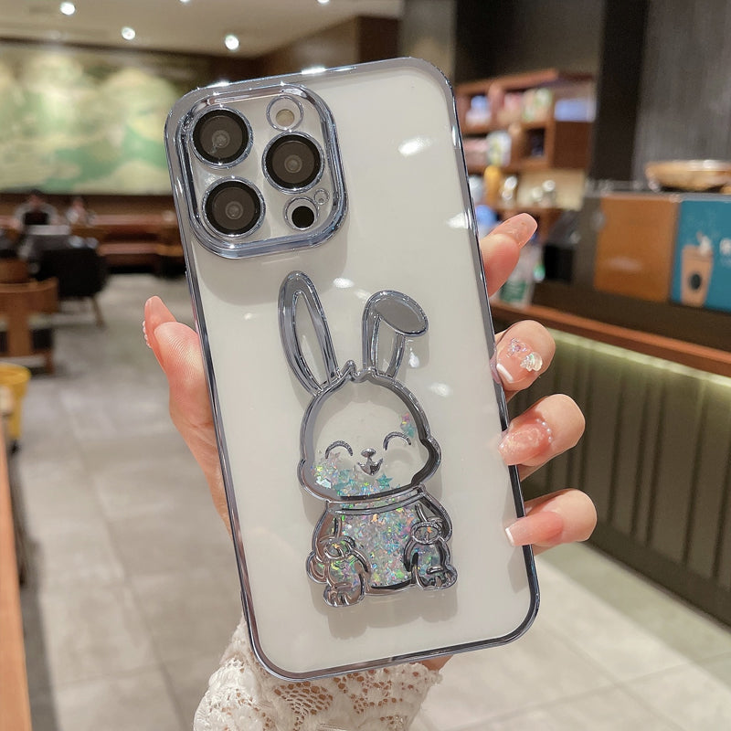 3D Cute Rabbit Quicksand Phone Case