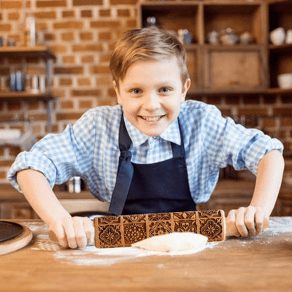 Solid Wood Embossed Rolling Pin