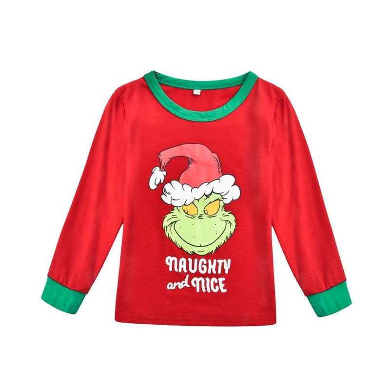 Family Matching Elf Print Merry Christmas Striped Pajamas Sets