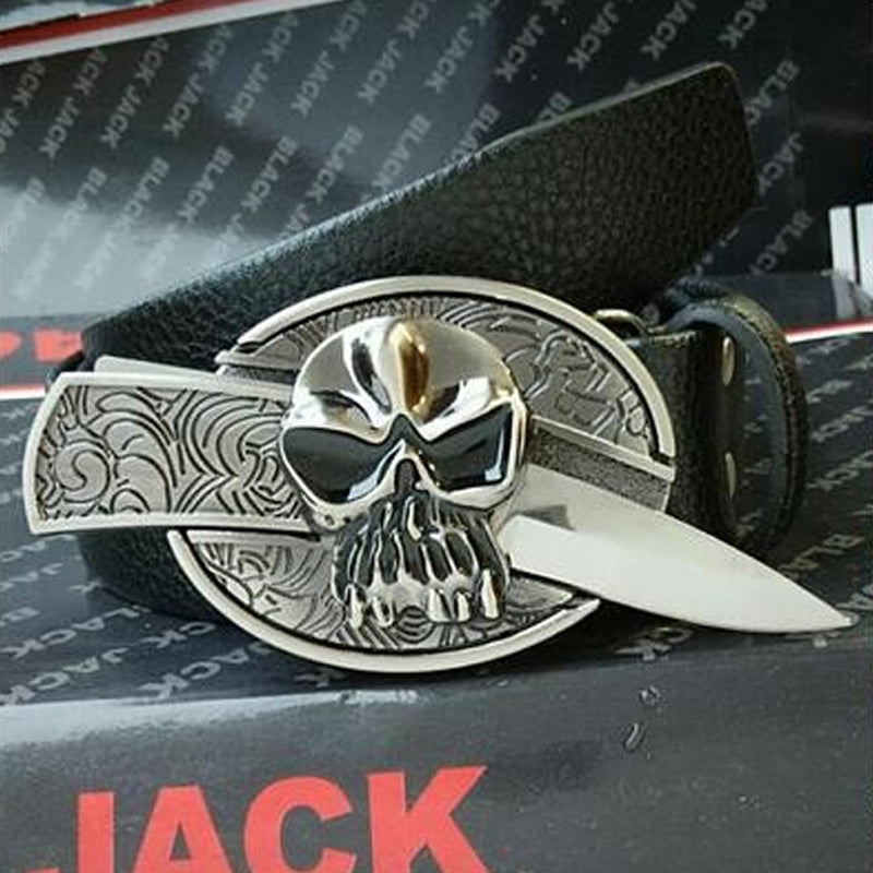 Men's Leather Defensive Punk Belt Knife