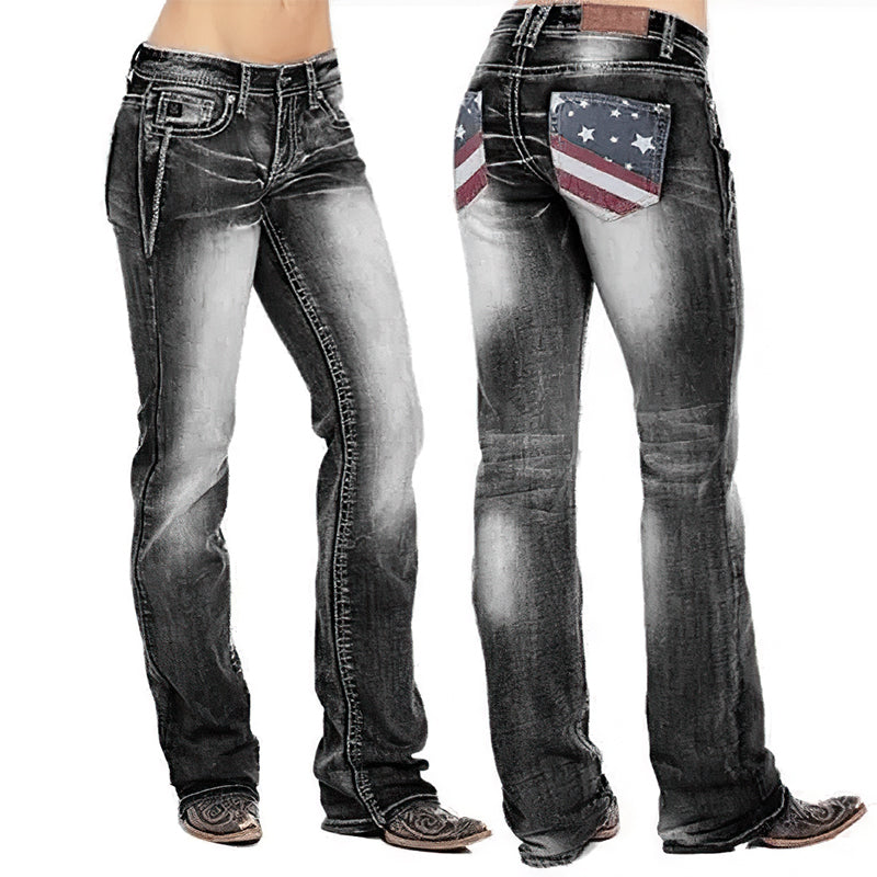 American Flag Stretch Washed Bootcut Jeans