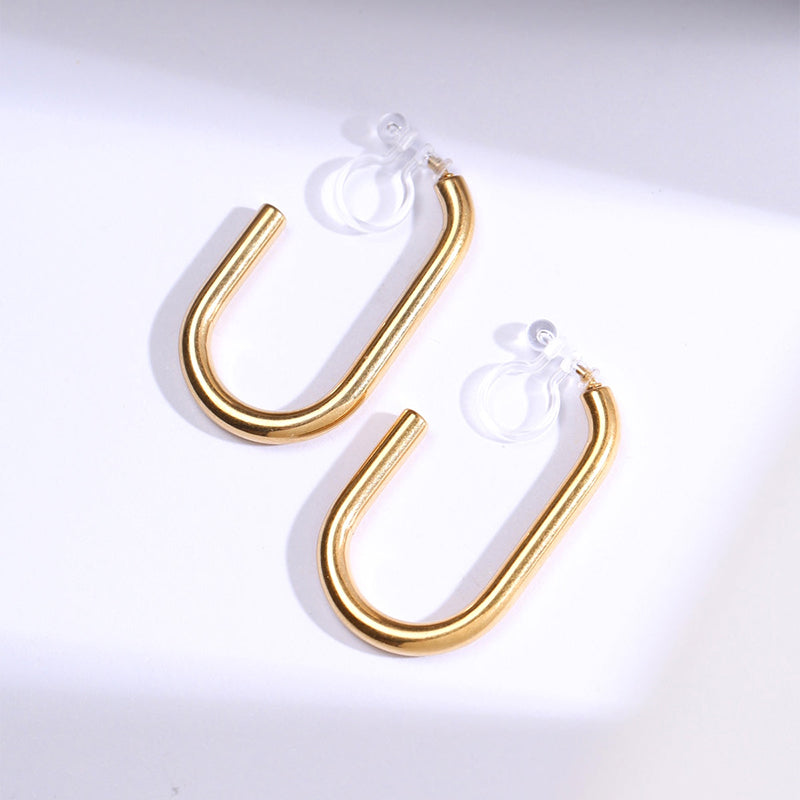 Oval Clip Hoop Earrings