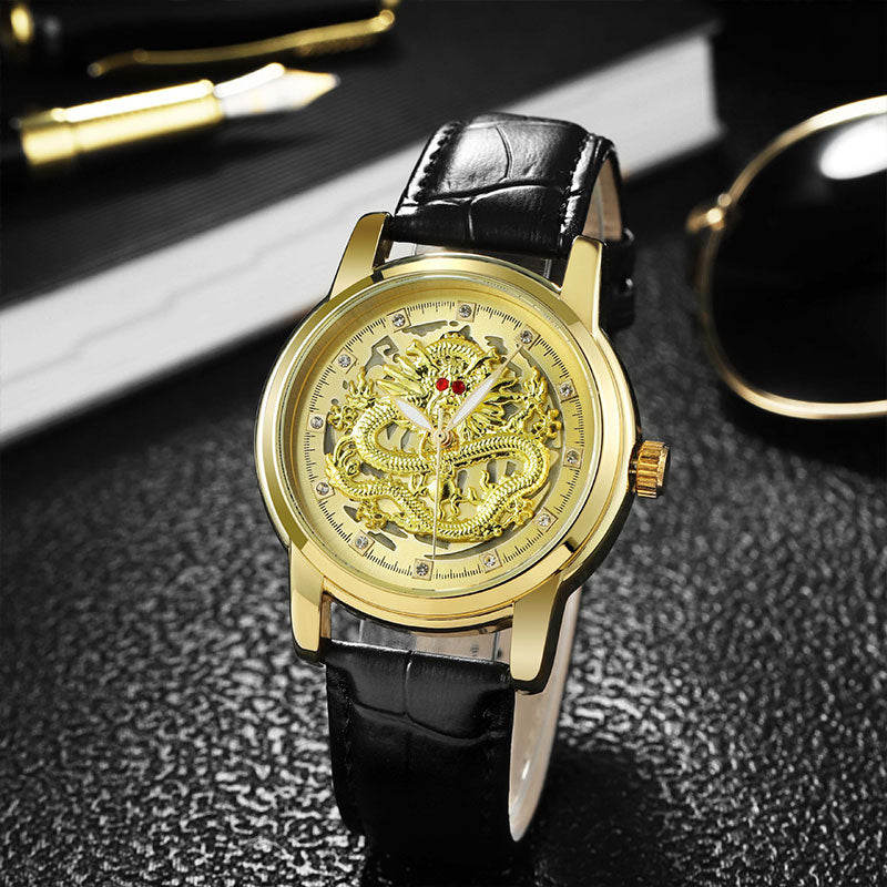 Embossed Golden Dragon Watch