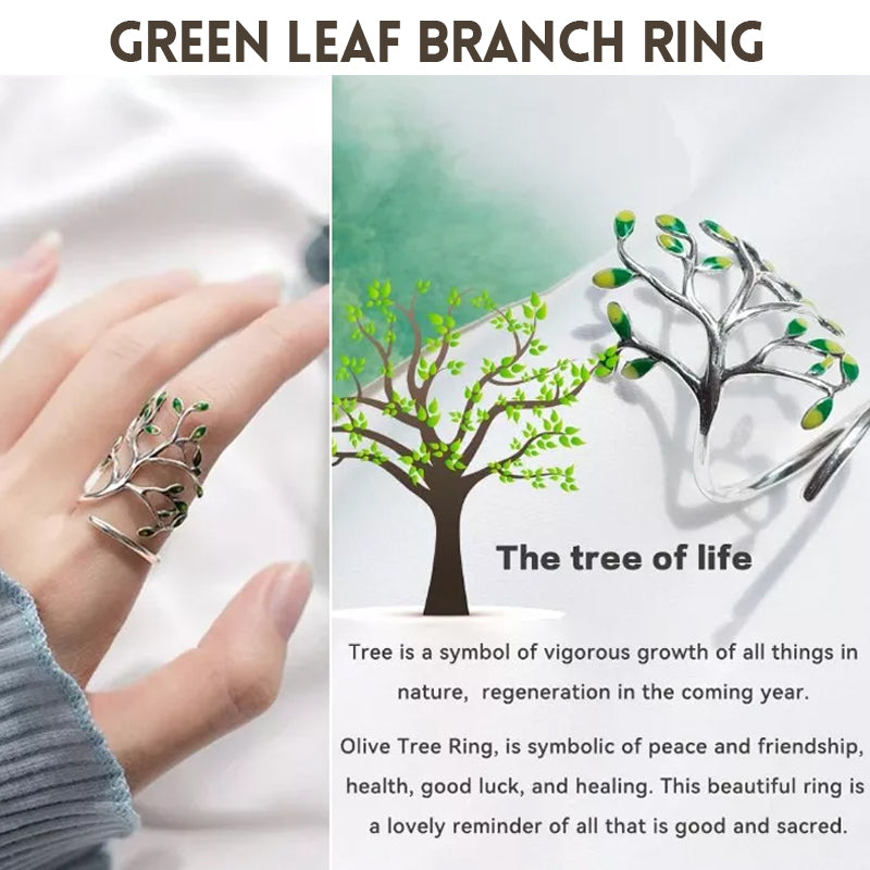 Green Leaf Branch Ring