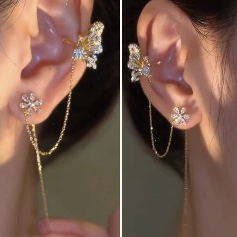 Butterfly Flower Ear Cuffs