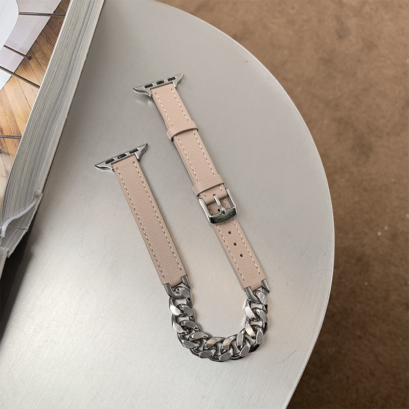 Double Tour Stainless Steel Stitching Leather Strap