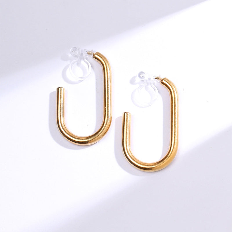 Oval Clip Hoop Earrings