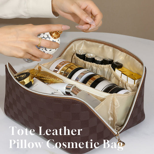 Tote Leather Pillow Cosmetic Bag