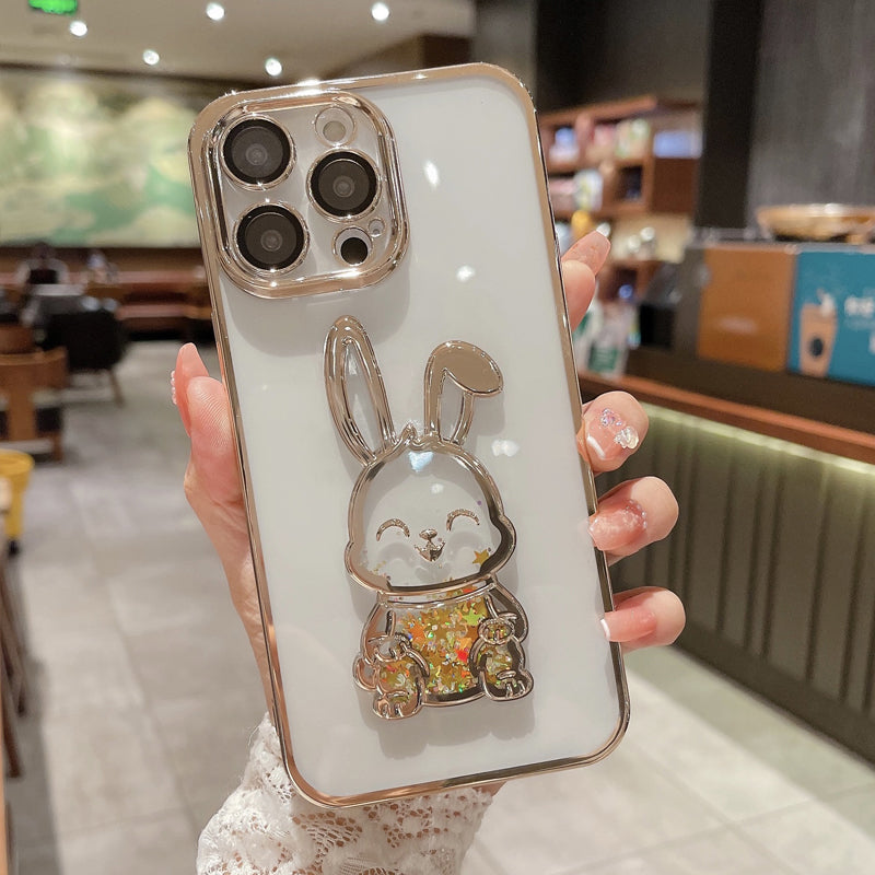 3D Cute Rabbit Quicksand Phone Case