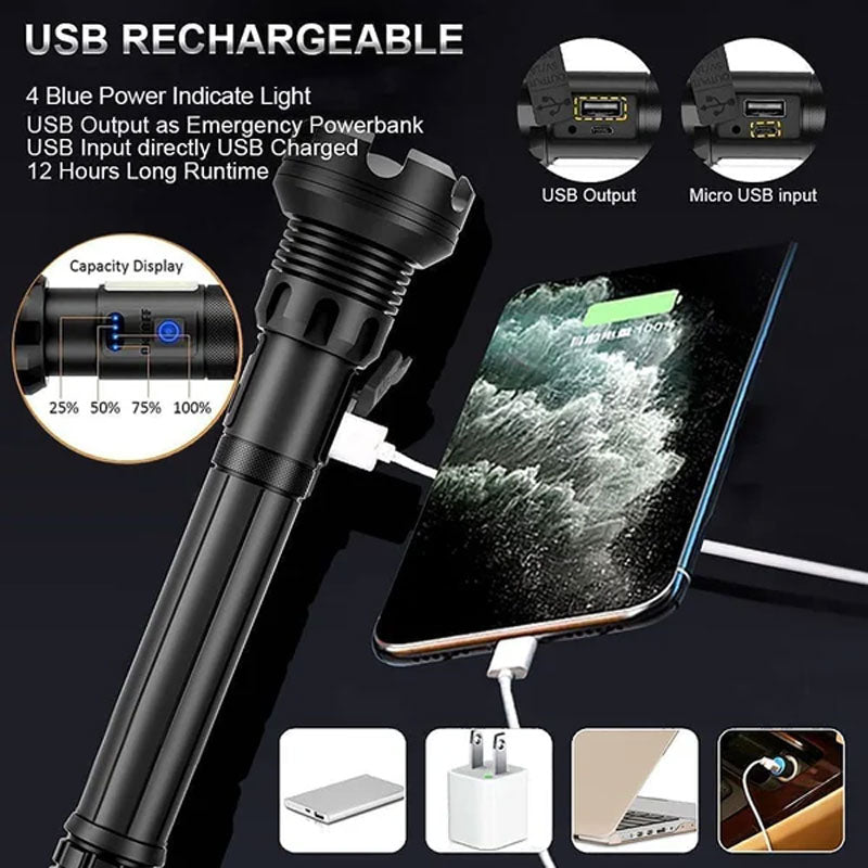 LED Rechargeable Tactical Laser Flashlight