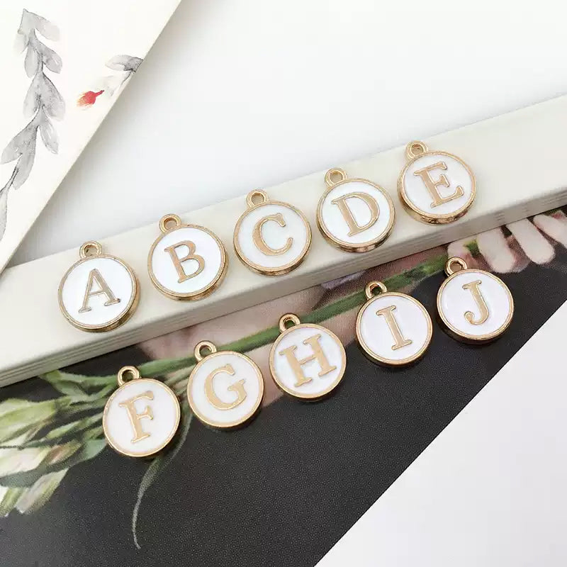 Enamel Metal Double Side Letter Beads