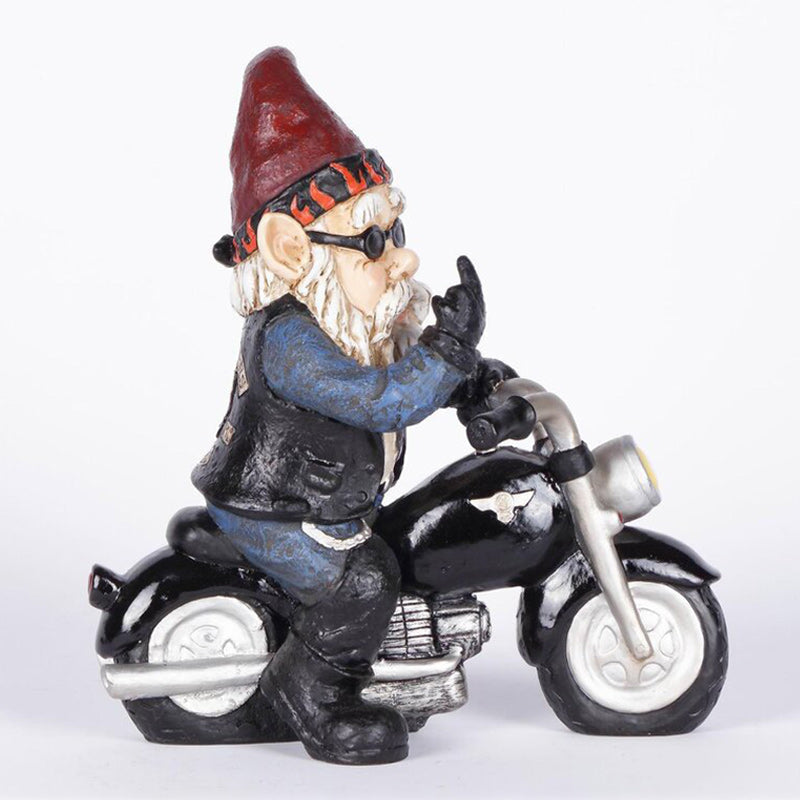 Gnome Dwarf Motorcycle Statue