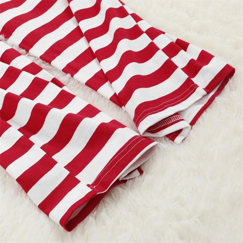 2021 Christmas Letter Top and Stripe Pants Family Matching Pajamas Sets