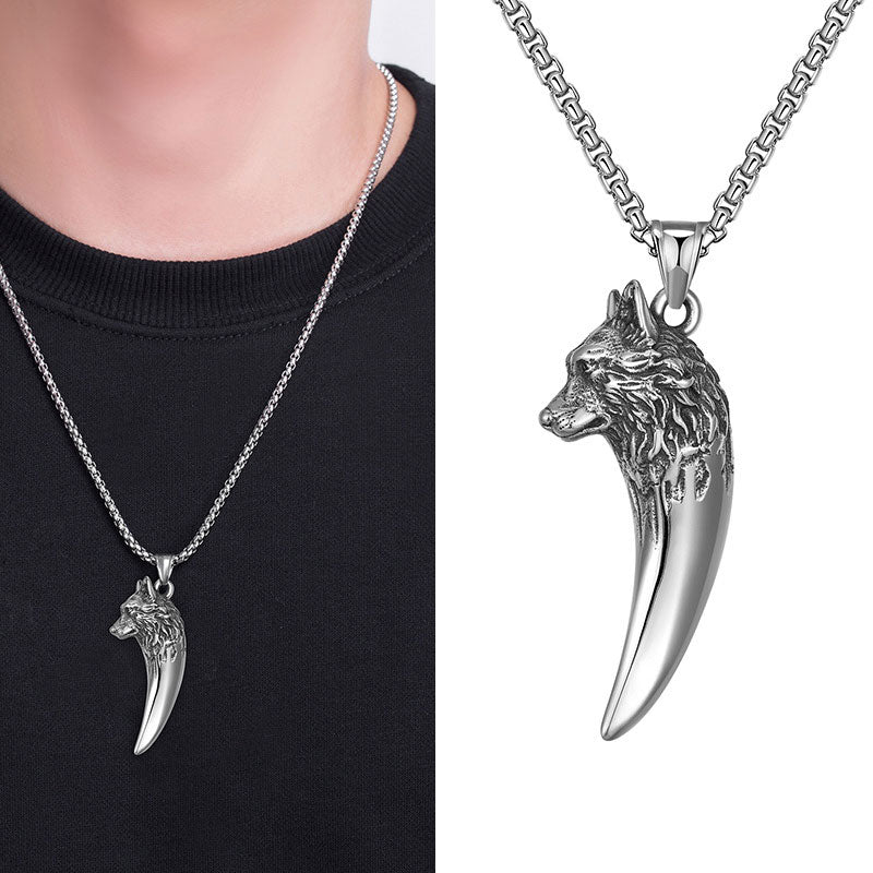 Folbom- Retro Wolf Head Titanium Steel Necklace