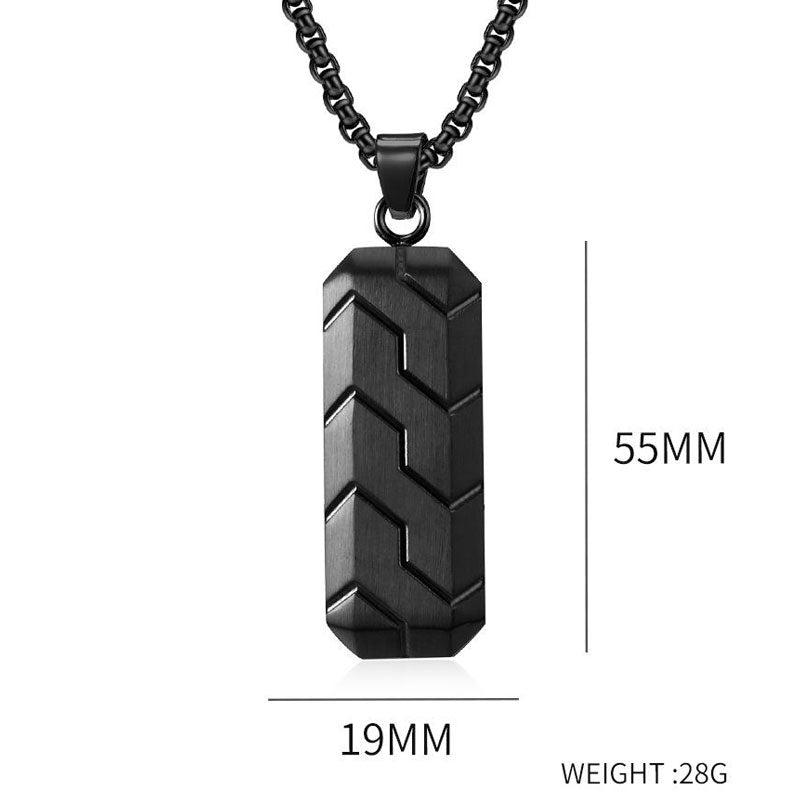 Tire pattern pendant hip hop vintage stainless steel necklace