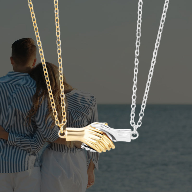 Couple Magnetic Handshake Necklace