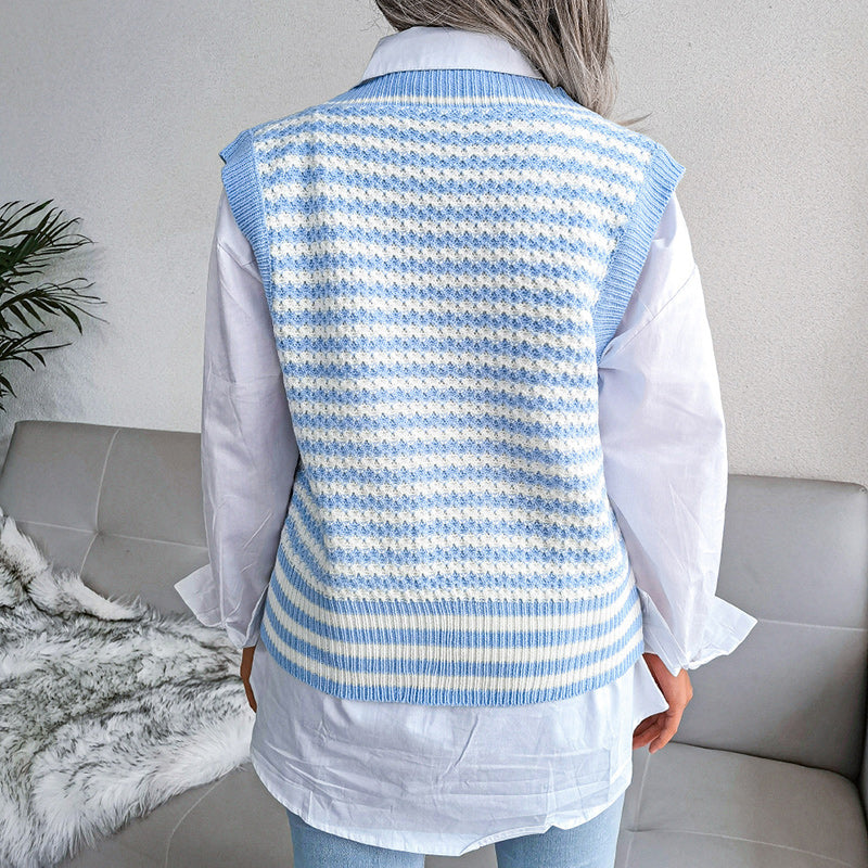 Design Striped College Knit Vest