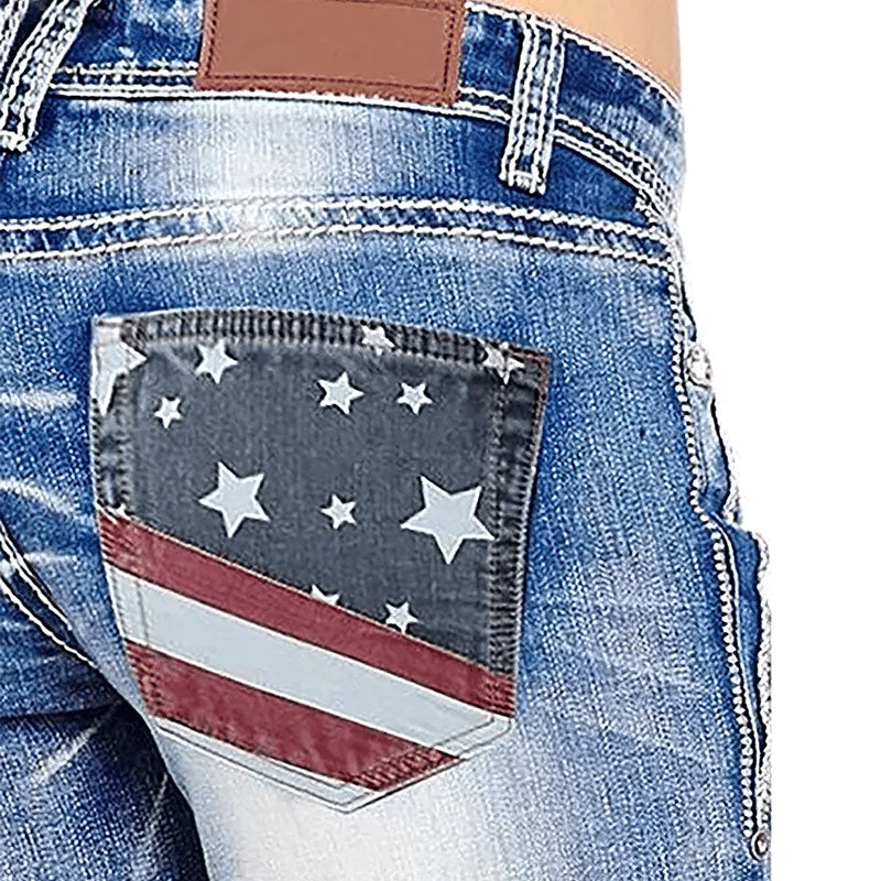 American Flag Stretch Washed Bootcut Jeans