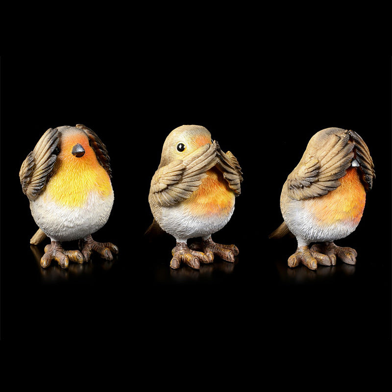 Three Wise Robin Figurines