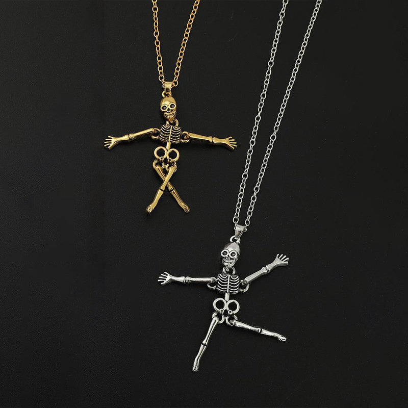 Skeleton Ghost Holding Couple Necklace