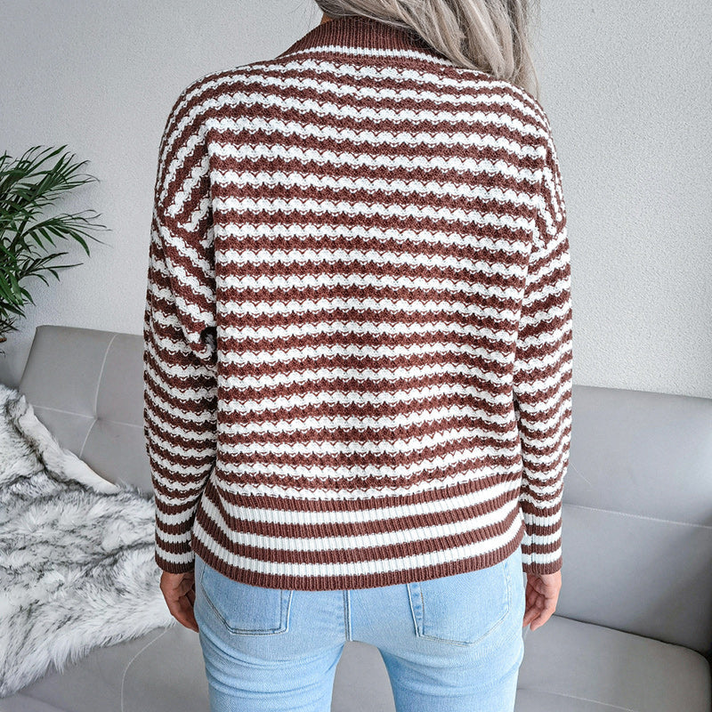 Design Striped Long-sleeved Sweater