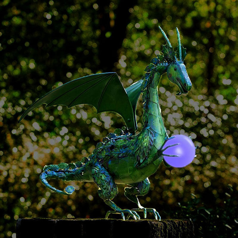 Green Dragon Statue with Solar Pearl