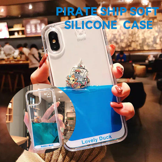 Blue Liquid Floating  Pirate Ship Soft Silicone  Case