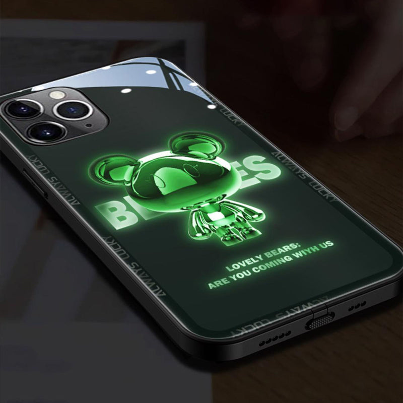 Incoming Call Luminous Metal Bear Phone Case