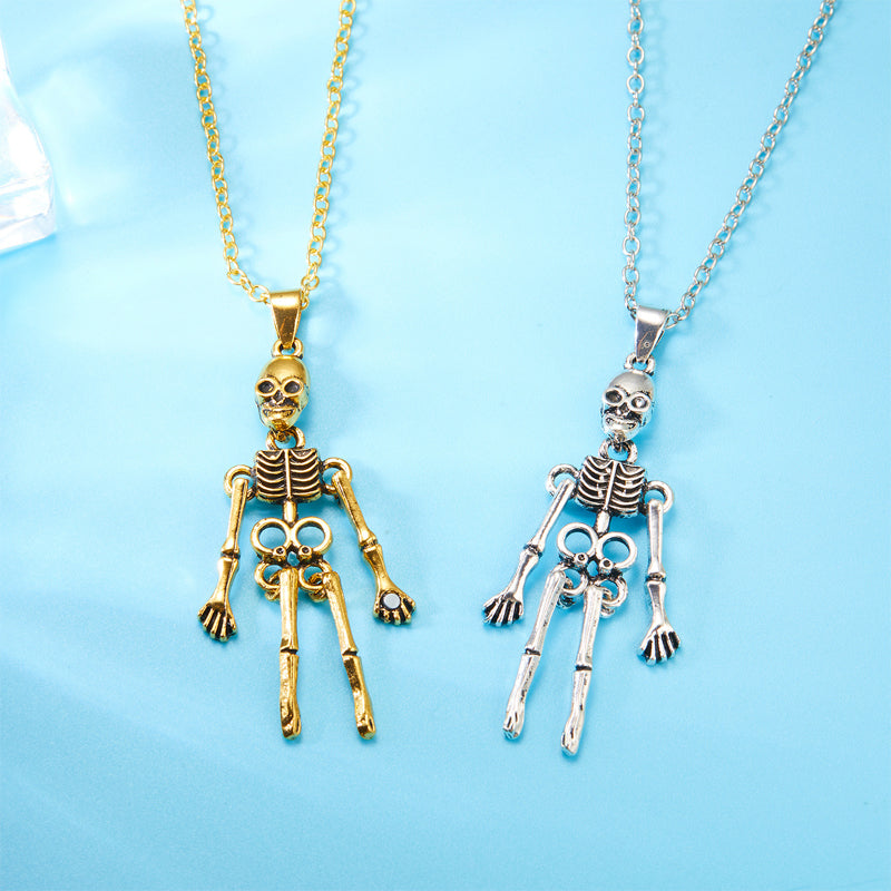 Skeleton Ghost Holding Couple Necklace