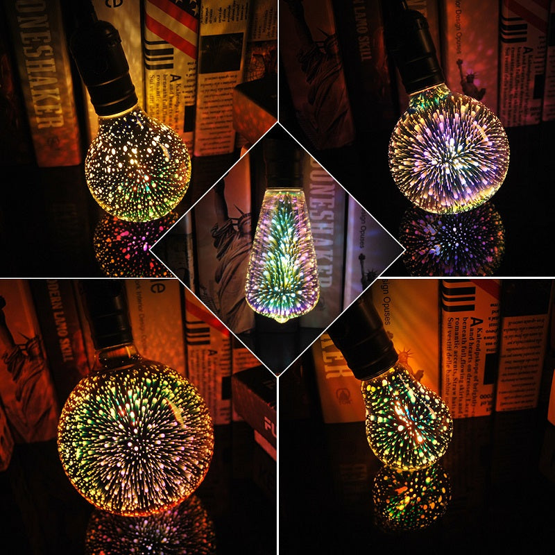 3D Colorful LED fireworks Light Bulb