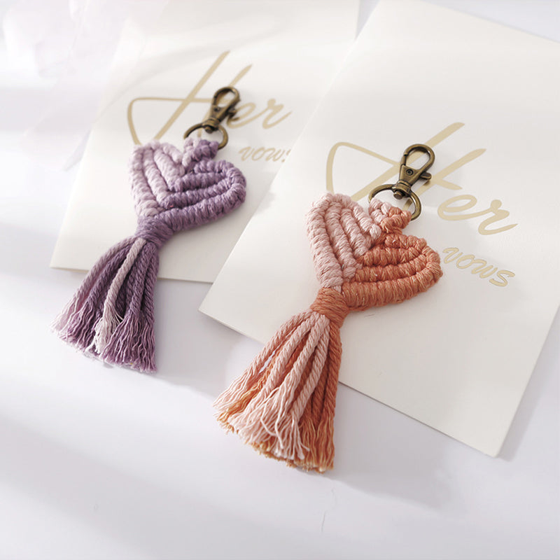 Valentine's Day Tassel Keychain Peach Heart Heart