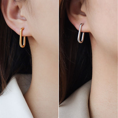 Oval Clip Hoop Earrings