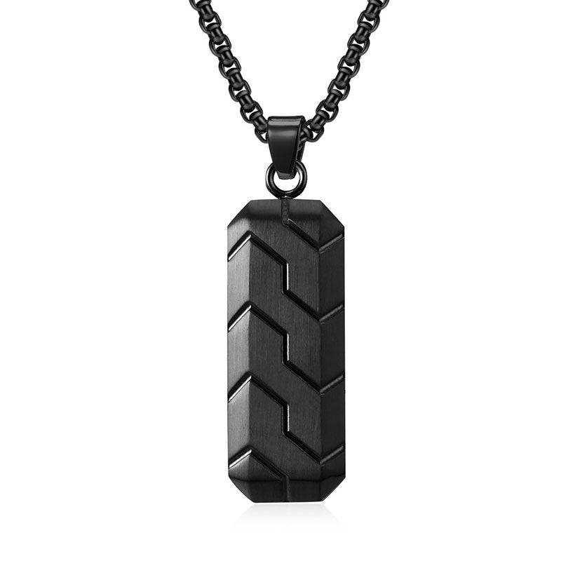 Tire pattern pendant hip hop vintage stainless steel necklace