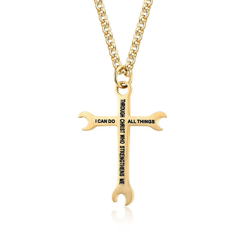 Stainless Steel Wrench Cross Necklace