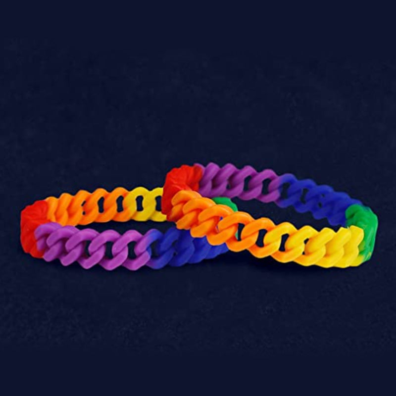 Rainbow Chain Link Silicone Pride Bracelets