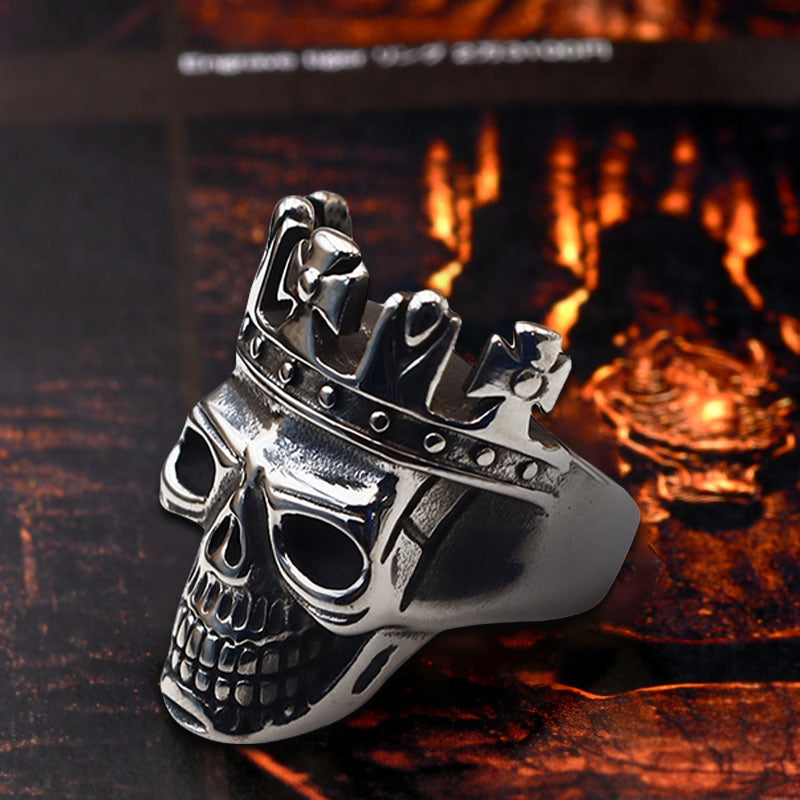 Folbom - Vintage Crown Skull Titanium Steel Ring