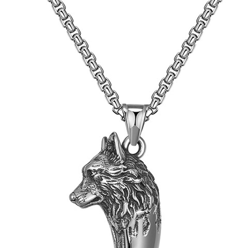 Folbom- Retro Wolf Head Titanium Steel Necklace