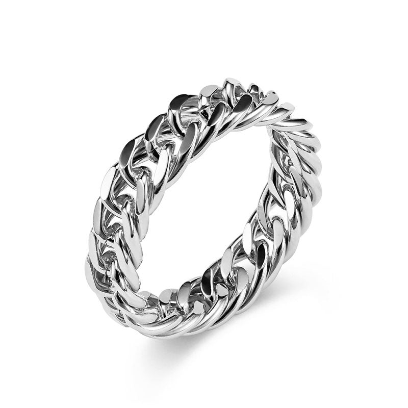 Double Woven Cuban Mirror Chain Ring Ring