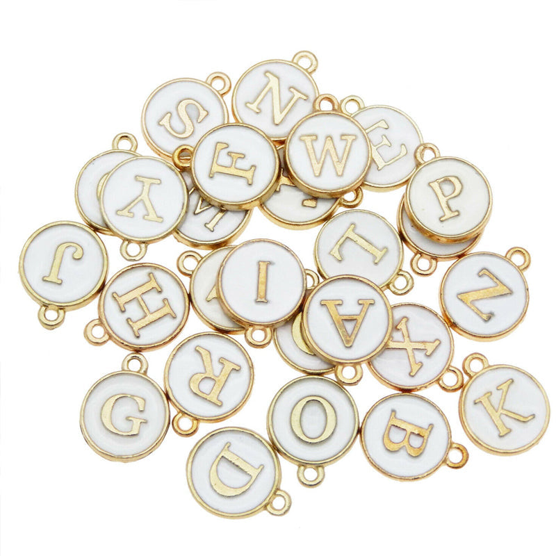 Enamel Metal Double Side Letter Beads