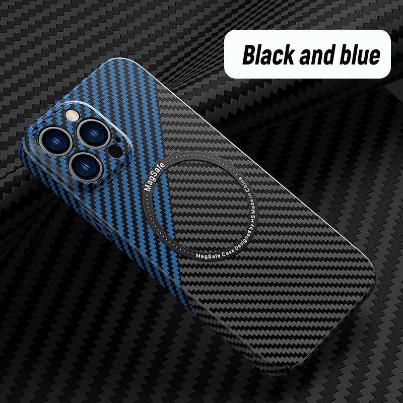 Contrasting Color Magnetic Carbon Phone Case