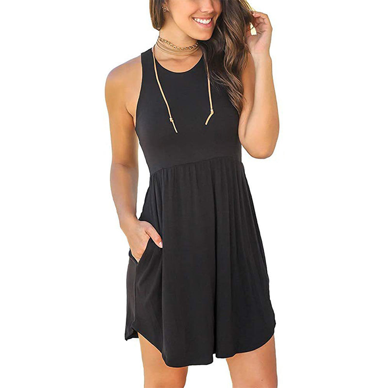 Women's Summer Short Sleeve Casual Short Sundresses With Pockets