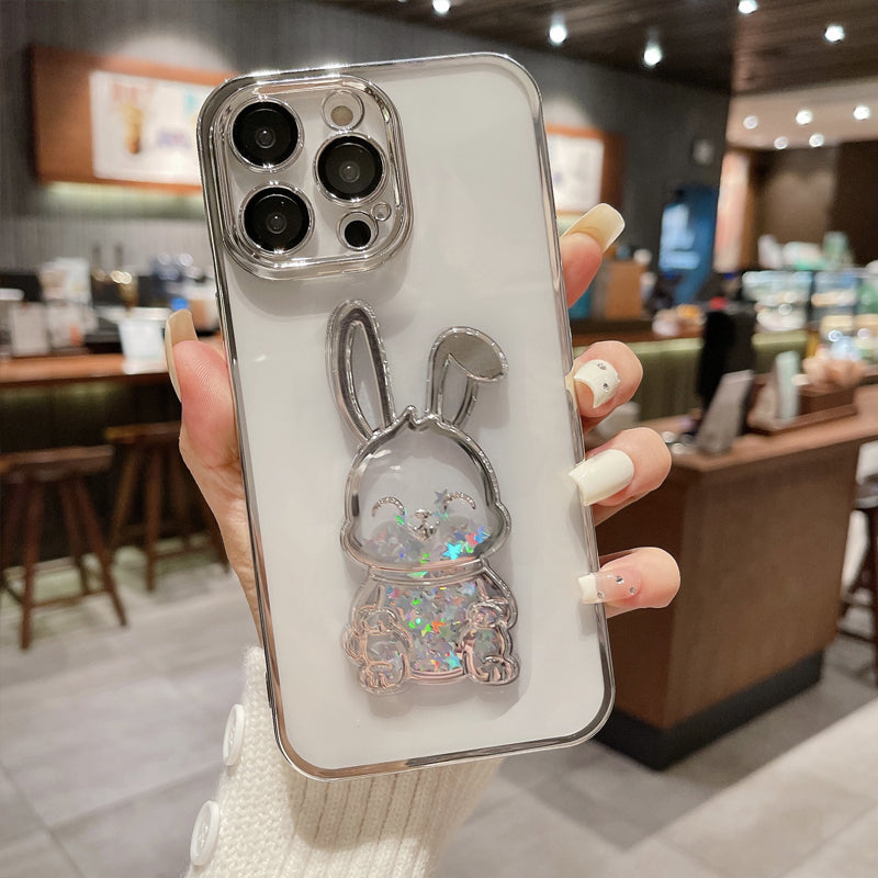 3D Cute Rabbit Quicksand Phone Case