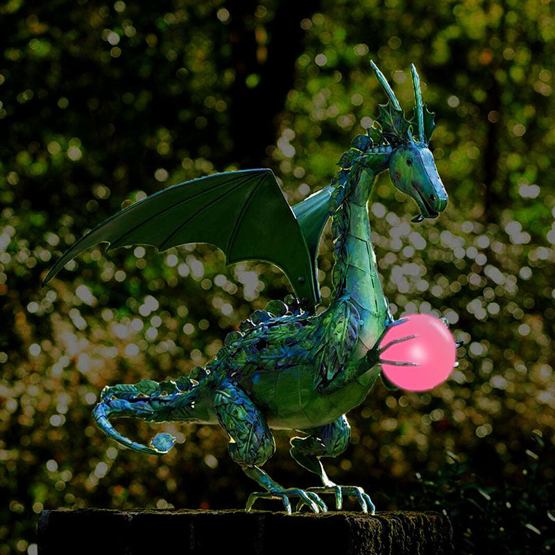 Green Dragon Statue with Solar Pearl