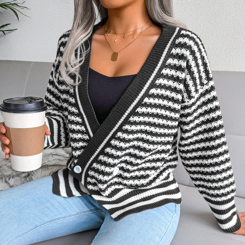 Design Striped Long-sleeved Sweater