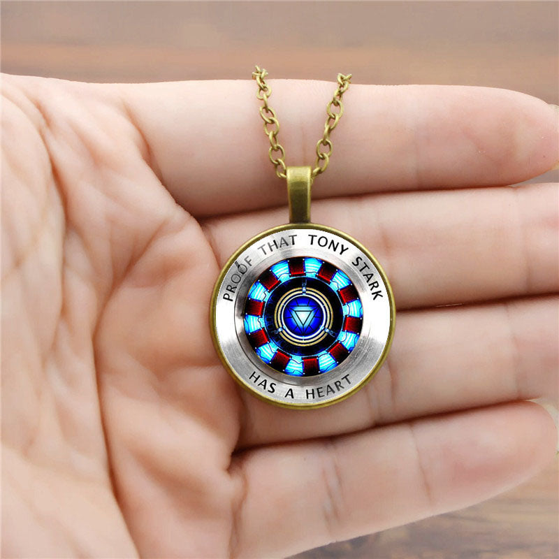 Iron Man Heart Time Stone Necklace